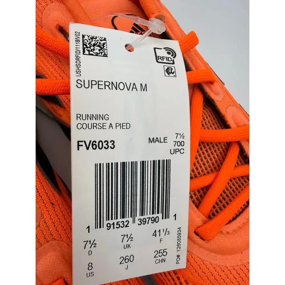 Adidas Supernova Running Shoes Bright Orange Boost Men’s Size 8 NWT FV6033